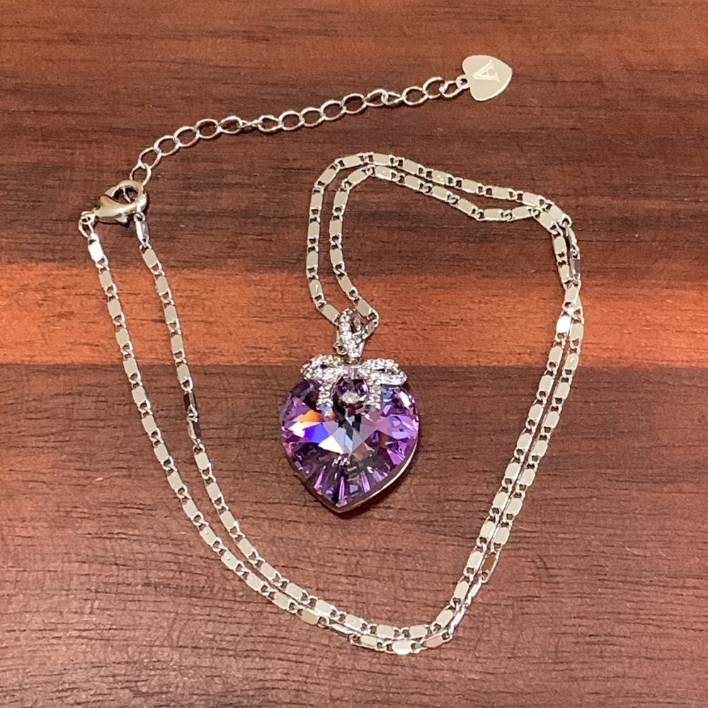 Rainbow stone heart pendant necklace